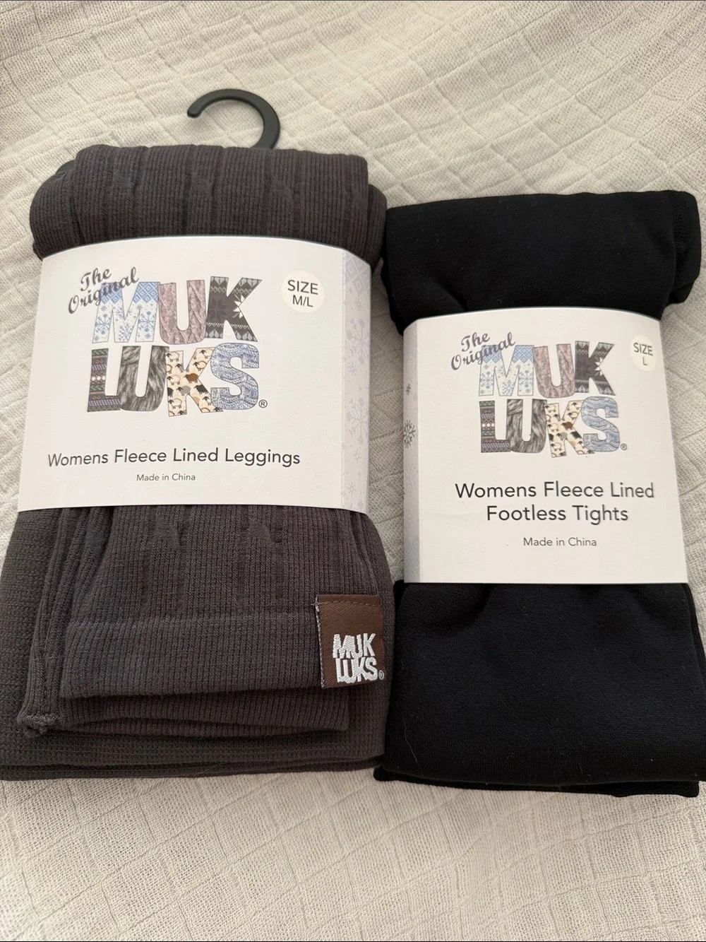 Muk Luks Women’s Fleece-Lined Leggings & Footless Tights - Charcoal & Black
